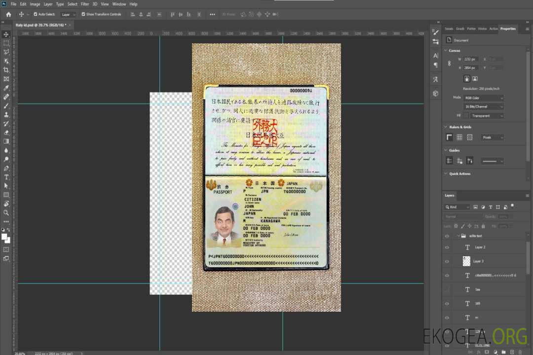 Aperçu photo du passeport japonais 2005-2015 template Aperçu photo du passeport japonais 2005-2015 template